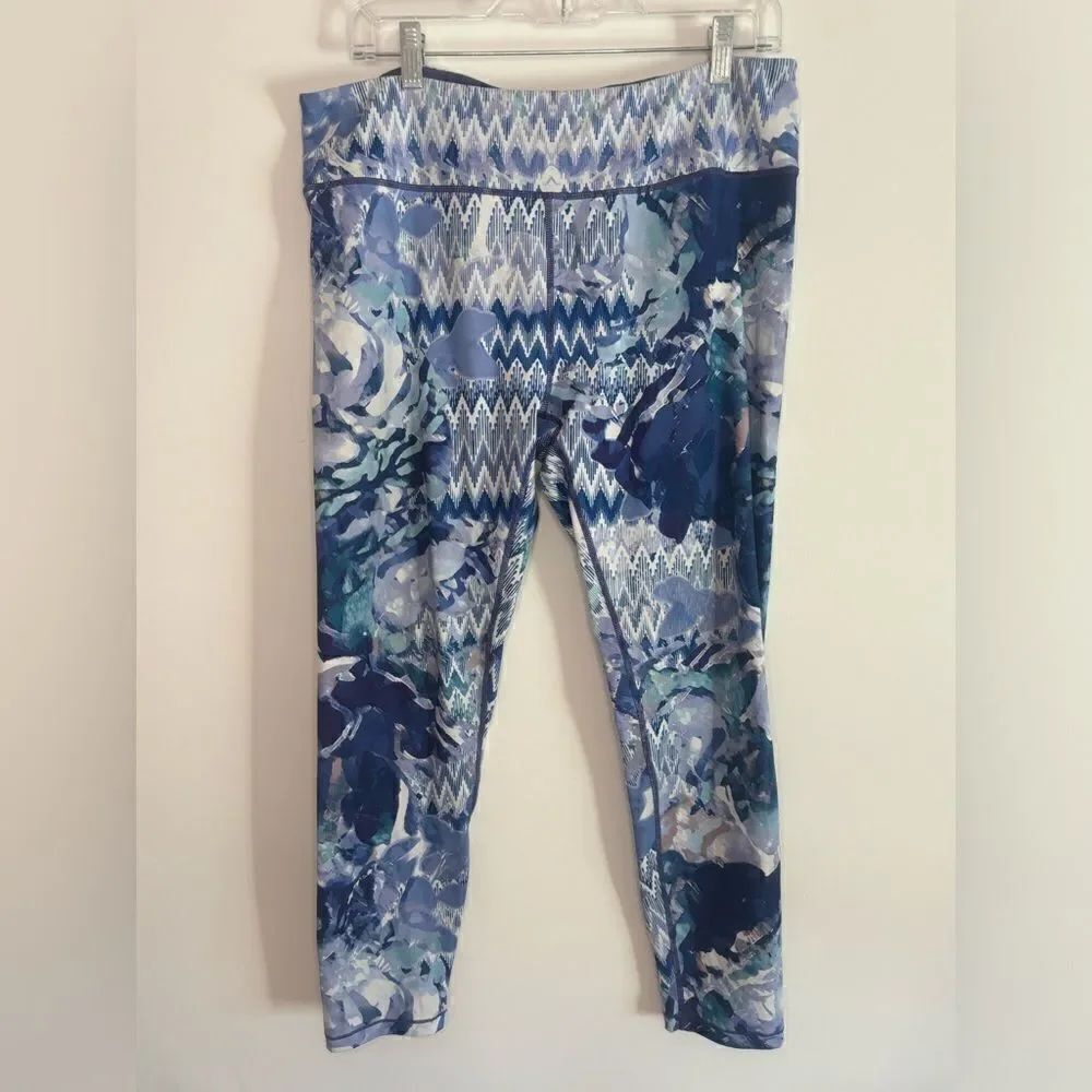 Prana EUC blue/purple floral leggings Size XL